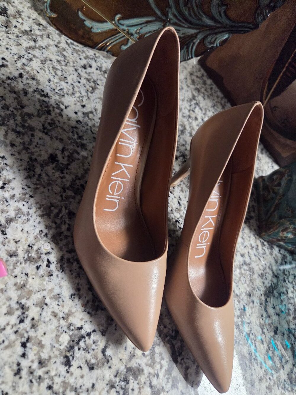 Calvin Klein Beige Pointed‑Toe Heels